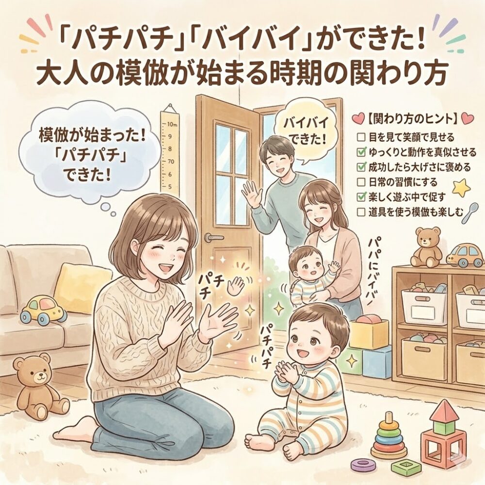 「パチパチ」「バイバイ」ができた！大人の模倣が始まる時期の関わり方