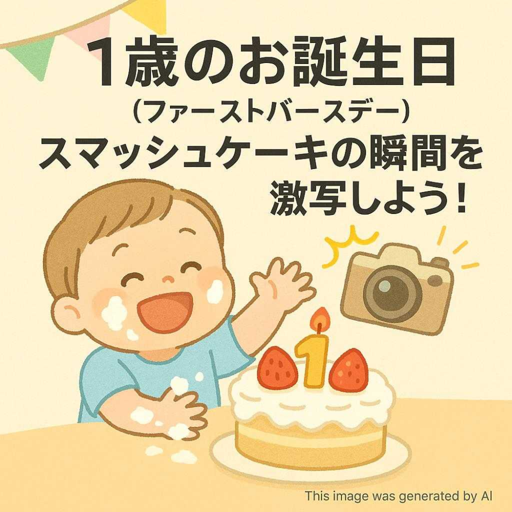 1歳のお誕生日（ファーストバースデー）。スマッシュケーキの瞬間を激写しよう！