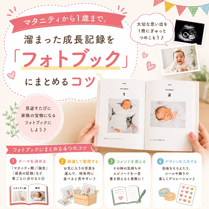 マタニティから1歳まで。溜まった成長記録を「フォトブック」にまとめるコツ