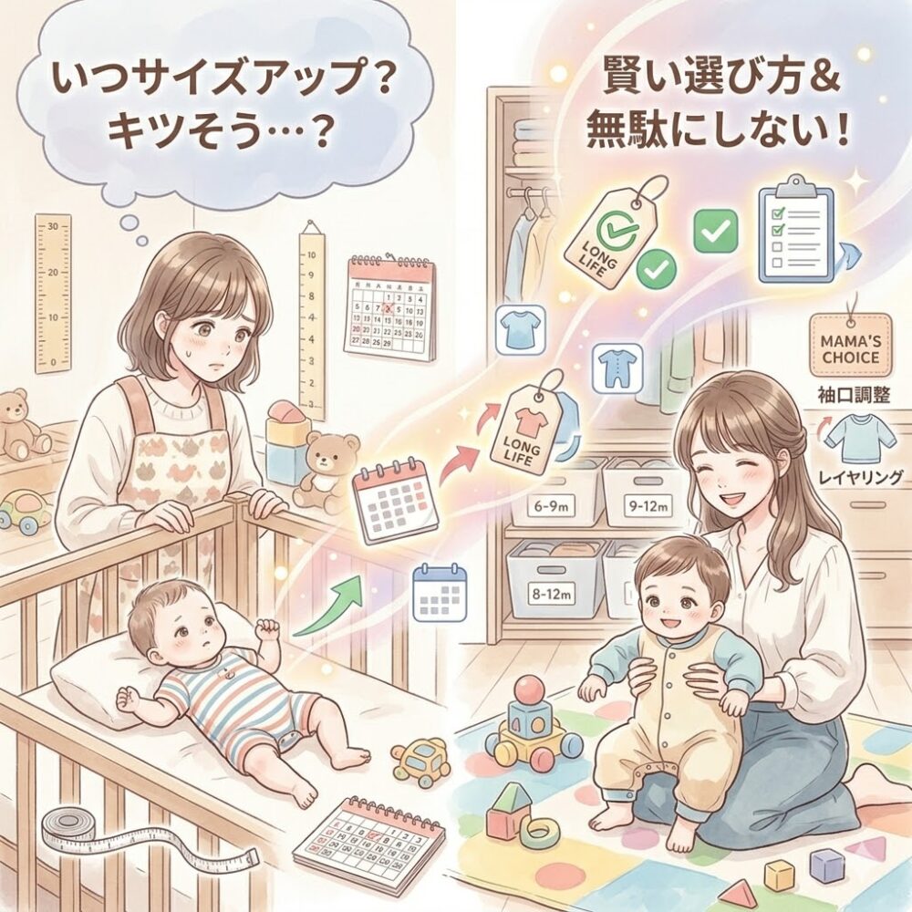 赤ちゃんの服のサイズアップ、目安はいつ？無駄にならない選び方のコツ
