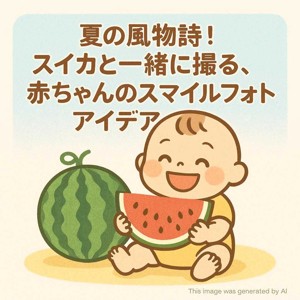 夏の風物詩!スイカと一緒に撮る、赤ちゃんのスマイルフォトアイデア
