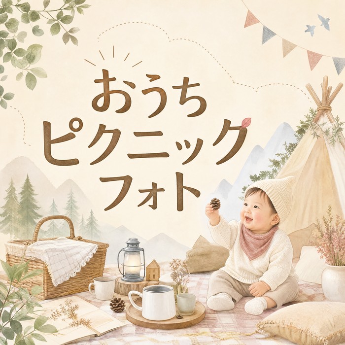 【8/11 山の日】お部屋を森に変身！？アウトドア風・赤ちゃんのピクニックフォト